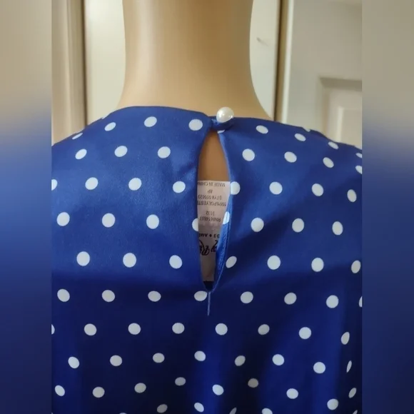 Anthony Richards women's size 8 petite blue with polka dot dress - Picture 7 of 8